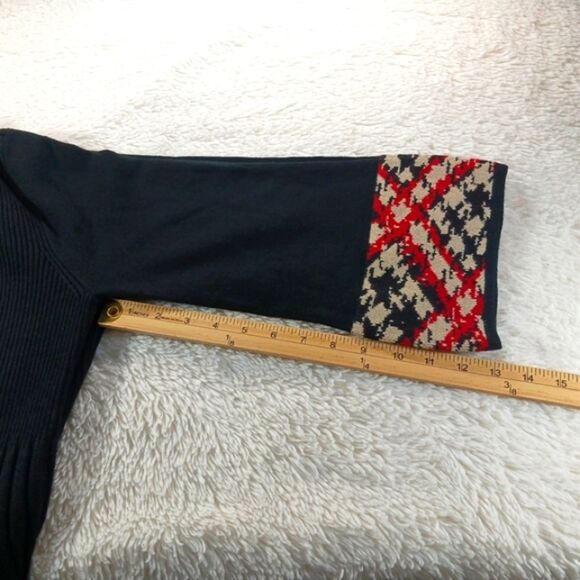 Jessica Howard Fit&Flare Knit Sweater Midi Dress Contrast Trim Black Women's L.. - Picture 14 of 15